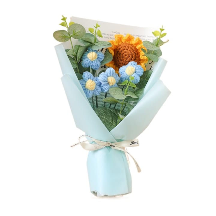 The Crochet Daisy and Sunflower Bouquet, Blue