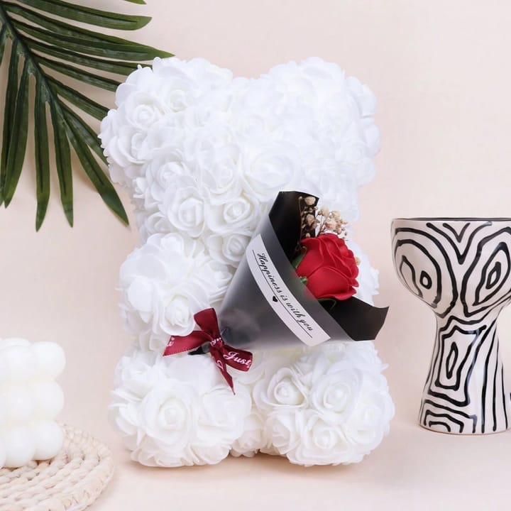 The Foam Rose Bear, White