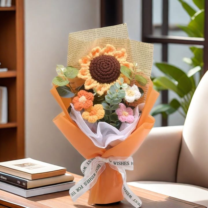The Crochet Sunflower Bouquet, Orange