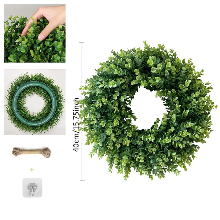 The Eucalyptus Door Wreath, Boxwood greenery