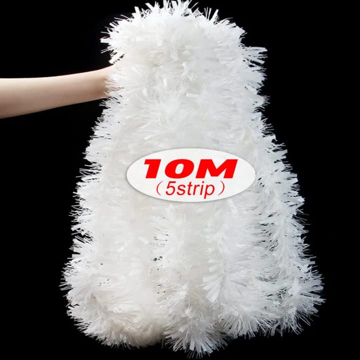 The Tinsel Cascade Garland, White 10 m (5 strips)