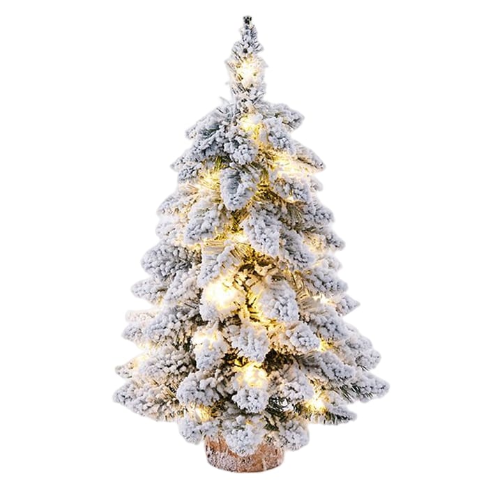 The Snow Flocked Tabletop Pine, With lights