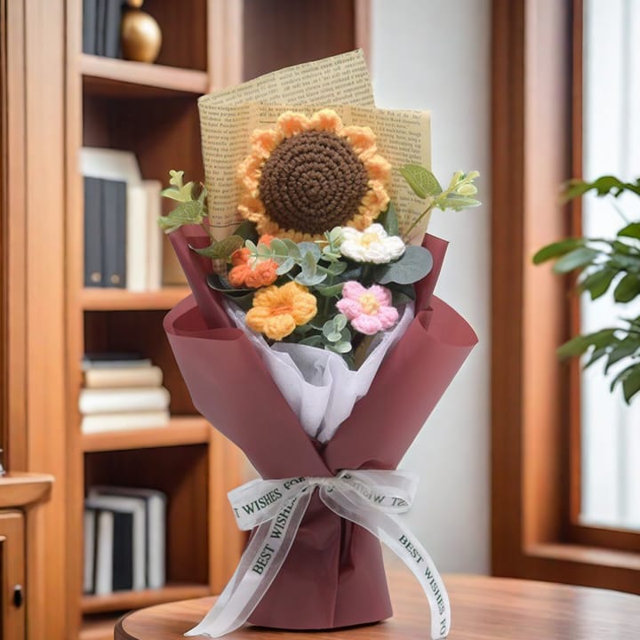 The Crochet Sunflower Bouquet, Brown