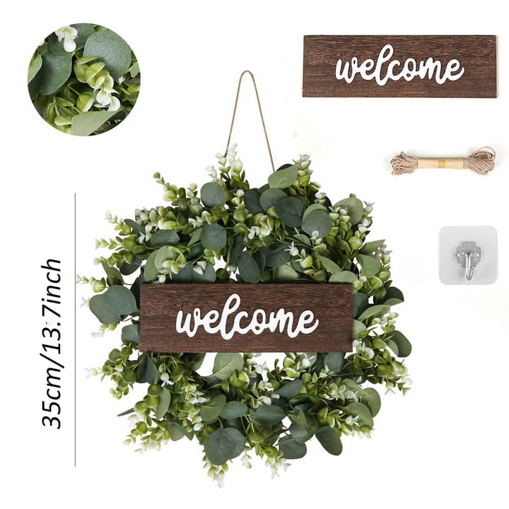 The Eucalyptus Welcome Sign Wreath, With welcome sign