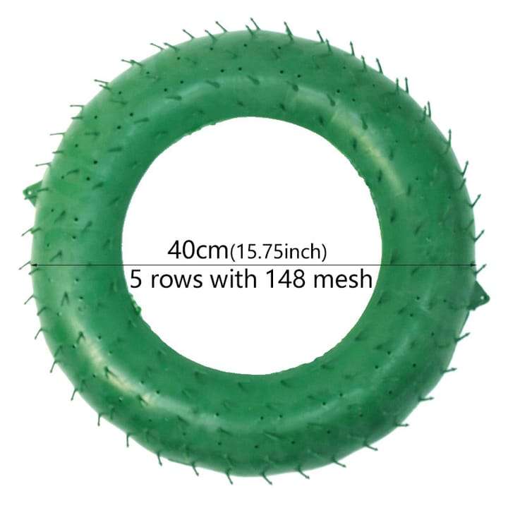 The Green Spiked Wreath Frame, 16 in, 5 rows of 148 mesh