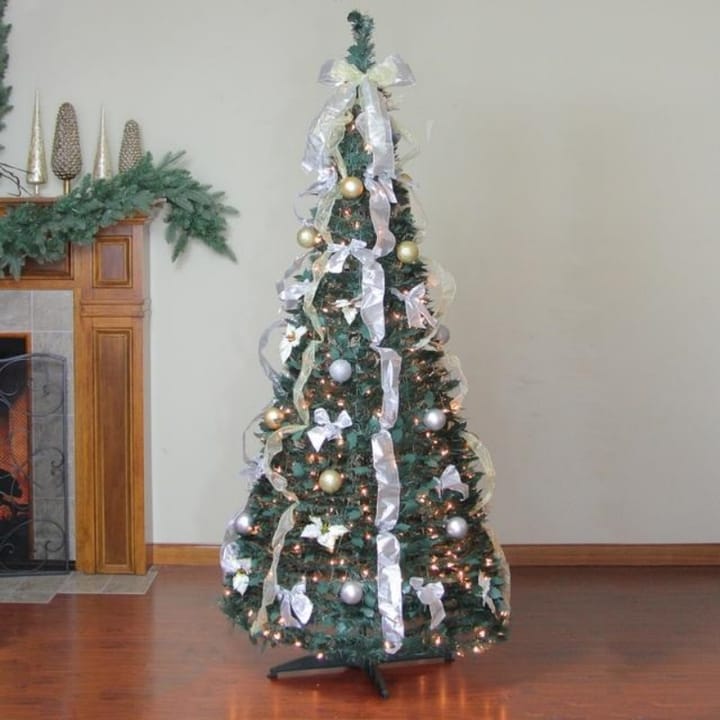 The Pop-Up Pine, White and gold ornaments