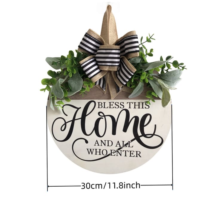 The Bless This Home Round Wreath Sign