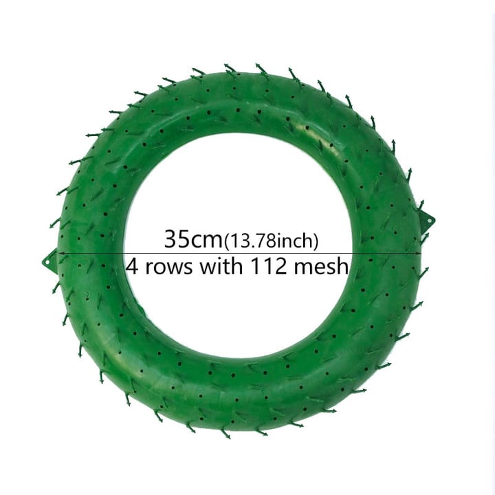 The Green Spiked Wreath Frame, 14 in, 4 rows of 112 mesh