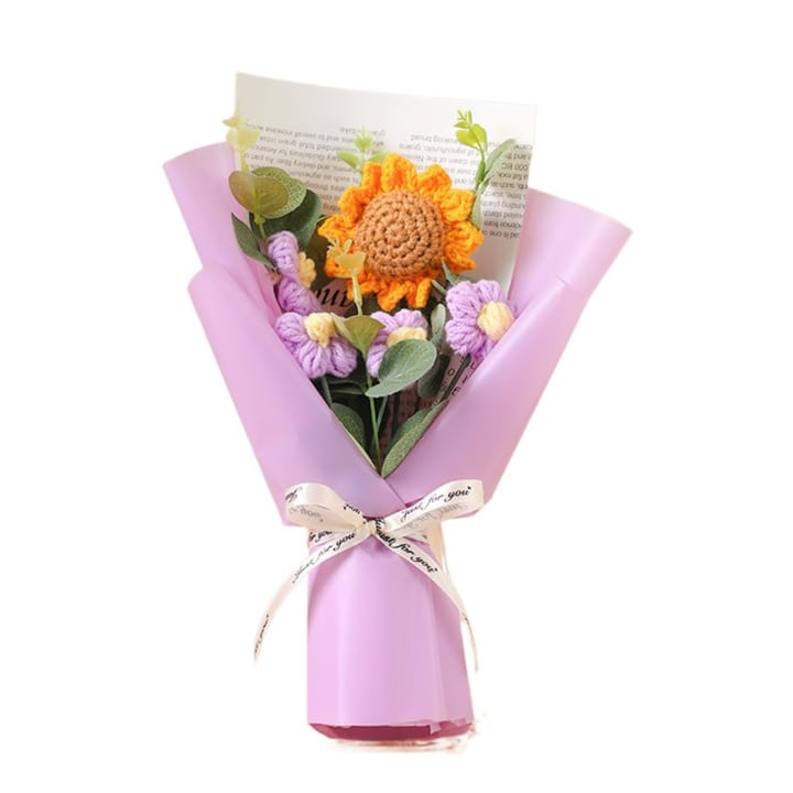 The Crochet Daisy and Sunflower Bouquet, Purple