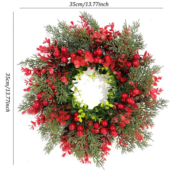 The Red Berry Round Wreath, Green and red