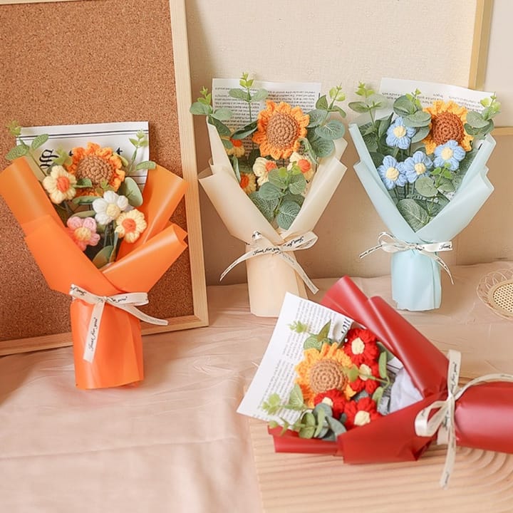 The Crochet Daisy and Sunflower Bouquet