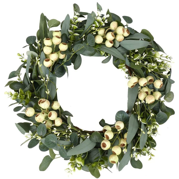 The Eucalyptus Berry Wreath, Green leaves with white buds